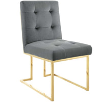 Modway - Privy Acier inoxydable doré Performance Velvet Chaise à manger - Charbon de bois doré-Fauteuil à manger Glam Deco