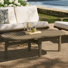 Modway - Saratoga Ovale Terrasse extérieure Bois de teck Table basse - Gris vieilli-Finition à base d’eau résistante aux intempéries