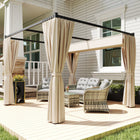 Outsunny - Retractable Pergola Canopy avec parois latérales - 10 pi x 10 pi - beige-Les rideaux d'abri de jardin offrent de l'ombre et de l'intimité quand vous en avez besoin 
