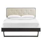 Modway - Bridgette Bois Plate-lit complet avec cadre angulaire, Noir beige-Rubberwood Legs