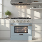 Kucht - 30 po Série KNG Cuisinière Pro Style au gaz naturel - Acier inoxydable/Bleu pâle-Grilles de cuisson robustes en fonte résistantes à la chaleur intense permettant de déplacer les ustensiles d’un brûleur à l’autre sans les soulever