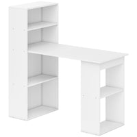HOMCOM - Bureau moderne pour ordinateur avec étagères de rangement - 47,2 po L x 21,7 po l x 47,2 po H - blanc-Conception peu encombrante, peut être utilisée comme bureau d'étude ou même comme table à manger 