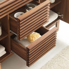 Modway - Render 48" Meuble de toilette de salle de bain compatible double lavabo (non inclus) - Noyer-MDF et panneau de particules