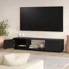 Hudson&Canal - Meuble TV Dorian pour téléviseurs jusqu'à 78" - Grain noir-Dimensions du produit : 15,75" L x 69,63" l x 16" H