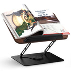 ShoppingAll - Support de livre pliable et réglable avec base rotative à 360° et clips élastiques - Noir-Design Réglable À 360° - Trouvez l’angle parfait pour lire, étudier ou cuisiner en toute simplicité. Que vous soyez à votre bureau, sur le comptoir de cuisine ou dans votre lit, profitez d’un confort et d’une commodité totale.