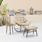 Manhattan Comfort - Ensemble moderne de 3 pièces Benson pour patio avec fauteuils à bascule - Crème-Coussins amovibles avec fermeture éclair pour un nettoyage et un entretien faciles