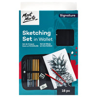 Mont Marte - Coffret de 18 pièces pour croquis Signature - Graphite/Fusil-Un étui souple et compact ou un portefeuille permet de ranger l'essentiel pour le dessin, ce qui rend cet ensemble idéal pour les voyages, les cours et le dessin en extérieur