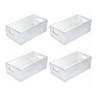Azar - Bac de rangement étroit avec poignée - 5,12 po x 6,5 po x 16,14 po - Transparent - Paquet de 4-Le design étroit s'adapte facilement aux étagères, aux armoires et aux espaces de rangement restreints