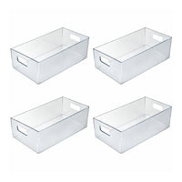 Azar - Bac de rangement étroit avec poignée - 5,12 po x 6,5 po x 16,14 po - Transparent - Paquet de 4-Le design étroit s'adapte facilement aux étagères, aux armoires et aux espaces de rangement restreints