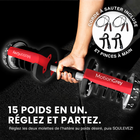 MotionGrey - Ensemble  avec haltère réglable BDST, convertisseur pour barre et support - 5 à 52,5 lb-Support inclus offrant un espace dédié pour ranger l’équipement et y accéder facilement