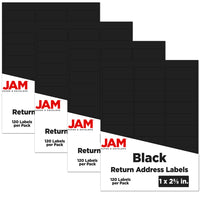 JAM Paper - Étiquettes postales, 1 x 2 5/8 po, AstroBrights noir, 4 paquets de 120 (302228592G)-Noir