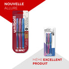 uni-ball − Stylos à impact gel Signo − 1,0 mm − couleurs métalliques (bleu, rose, violet) − paquet de 3-Les stylos à encre gel offrent un intérêt artistique et des décorations faciles avec un flux d’encre épais et soyeux