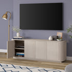 Hudson&Canal - Meuble TV Canton pour téléviseurs jusqu'à 75" - Blanc aulne-Dimensions du produit : 15" L x 68" l x 24" H