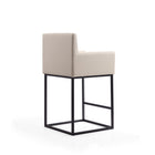 Manhattan Comfort - Ambassador tabouret de comptoir mi-siècle moderne en similicuir crème et noir 20,5" - lot de 2-Comprend une base de repose-pieds