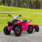 Aosom - VTT enfant à batterie 6 V avec remorque arrière - Rose-Pédale avant, arrière et pied pour offrir une expérience de conduite réaliste  