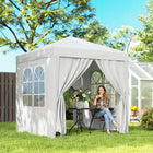 Outsunny - Tente auvent pliante 6.6 pi l x 6.6 pi L pour extérieur - jardin - patio - Blanc-Structure en acier avec finition blanche enduite de poudre pour une utilisation durable