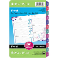 Day-Timer - Recharge d’agenda hebdomadaire floral (2 pages par semaine) 2027 - format bureau - 5 1/2 po H x 8 1/2 po l - anglais-Format des pages : 8 1/2 po H x 5 1/2 po l