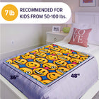 Bell+Howell - Couverture lestée pour enfants - 7 lb - Emoji-NON TOXIQUE et FIXE, Couche interne composée de perles de verre non toxiques, inodores et hypoallergéniques. Les perles de verre sont fixées et ne roulent pas d'un côté de la couverture.