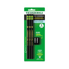 Ticonderoga - Crayons triangulaires 11/32 po avec taille-crayon - 0,7 mm - #2 Tendre - Noir - Paquet de 6-La finition douce au toucher améliore le confort