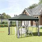 Outsunny - Pavillon de patio 10 pi l x 10 pi L - auvent de pavillon d’extérieur - gris-Idéale pour les réunions de famille, fêtes d'anniversaire, pique-niques, camping et plus encore