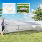 PawHut - Parc extérieur pour chien avec bols rotatifs réglables 19,7 pi x 7,5 pi x 5,2 pi-Le support de gamelles rotatif avec 2 gamelles facilite l’alimentation 