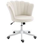 HOMCOM - Chaise de bureau pivotante sans accoudoirs aspect velours à hauteur réglable - crème-Le design en forme de pétale du dossier ajoute une touche raffinée à votre espace de travail