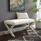 Modway - Rivet Performance Velvet Banc - Ivoire-Moulures à clous en argent et cuivre (ottoman ivoire)