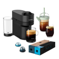 Nespresso - Machine à café et espresso Vertuo Pop+ par DeLonghi, Réglisse Noire Pack économique-Ensemble pour café glacé Nespresso incluant une machine à café et espresso Vertuo Pop+ Noir Réglisse, 7 capsules d'espresso Leggero Glacé, 10 capsules de café Style Cold Brew et 1 Bouteille pour café glacé Nomad 540ml