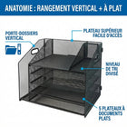 ShoppingAll - Organisateur de bureau avec plateau à papier à 5 niveaux et 1 section verticale pour documents-Dispose de cinq plateaux coulissants spacieux, idéaux pour trier les papiers volants, le courrier, les factures et le papier d'imprimante A4/Lettre à plat, évitant qu'ils ne se froissent ou ne se perdent.