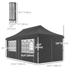 Outsunny - Tente auvent pliante réglable 20 pi l x 10 pi L avec paroi latérale - Sac de transport - Gris-La toile en tissu Oxford offre une protection UV