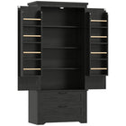 HOMCOM - Armoire de cuisine 64 po avec portes et tiroirs - noir-Garde-manger noir vieilli avec portes de grange et accents noirs, dégageant un charme de ferme 