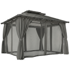 Outsunny - Pavillon à toit rigide double 10 pi l x 12 pi L avec rideaux - noir-Assez spacieux pour que vos invités puissent se déplacer librement