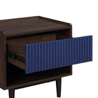 Manhattan Comfort - Table de nuit Duane 20,23" style mid-century moderne - brun foncé et bleu marine-Pieds en métal pour la mode et la durabilité