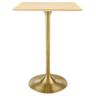 Modway - Lippa 28 po Carré Bois Bar Table, Or Naturel-Table de bar moderne