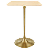 Modway - Lippa 28 po Carré Bois Bar Table, Or Naturel-Table de bar moderne
