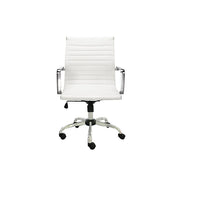 Plata Import Toni - Chaise de bureau à dossier bas, blanc (LS-3011-WHITE)-Revêtement polyuréthane
