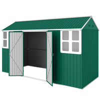 Outsunny - Remise de rangement extérieure 12 pi x 5,5 pi, avec porte verrouillable, pour jardin, vert-L'intérieur de 62 pi² (5,8 ㎡) offre un vaste espace de rangement
