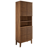 Modway - Render Grand Armoire de rangement de salle de bain in Noyer-Grande armoire de rangement en linge