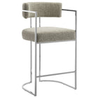 Modway - Huron Dos courbé Tissu et métal Tabouret de comptoir - Blé argenté-Tabouret de plan de travail moderne