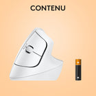 Logitech - Lift pour Mac Souris Ergonomique Verticale sans Fil - Bluetooth - Blanc-Longévité des piles garantie : Profitez d'une autonomie maximale de 2 ans sur votre souris sans fil avec une seule pile AA (incluse)