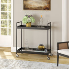 Hudson&Canal - Chariot-bar Cooper 33" de largeur - Bronze noirci-Dimensions du produit : 14" L x 33" l x 35" H
