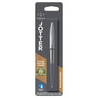 Parker - Stylo à bille Jotter - acier inoxydable avec bordure chromée - pointe moyenne - encre bleue-Un style épuré avec des lignes soignées pour une approche fraîche de la conception Jotter icônique de Parker