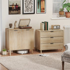 HOMCOM - Buffet de rangement 30,7 po L avec portes et étagère réglable - chêne-Base surélevée permettant un nettoyage facile en dessous 