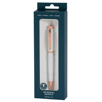General Supply Goods + Co − Stylo à bille rétractable − 1,0 mm − blanc/or rose-Stylo à bille rétractable