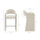Modway - Talia 41 pouces Cuir végane Tabouret de bar - Albâtre-Conception du canon arrière courbé