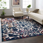 Modway - Reflect Treillis floral orné de primevère Tapis intérieur/extérieur de 8 pi l x 10 pi L - Ivoire Bleu foncé Multicolore-Tissage serré à poil bas