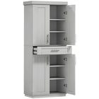 HOMCOM - Armoire de cuisine moderne avec étagères - gris-Apparence simple adaptée à la plupart des décorations 