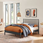 Modway - Adair Fuseau Métal Lit plateforme Queen, Charbon de bois-Tête de lit à fuseau