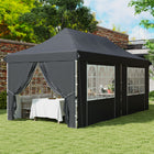 Outsunny - Tente auvent pliante réglable 20 pi l x 10 pi L avec paroi latérale - Sac de transport - Gris-Hauteur facile à changer (3 réglages) grâce au bouton-poussoir, sans risque de se pincer les doigts