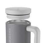 GROSCHE - Aspen Gobelet Isolé avec Poignée - 40 oz - Gris Acier-Couvercle à paille isolé et résistant aux éclaboussures